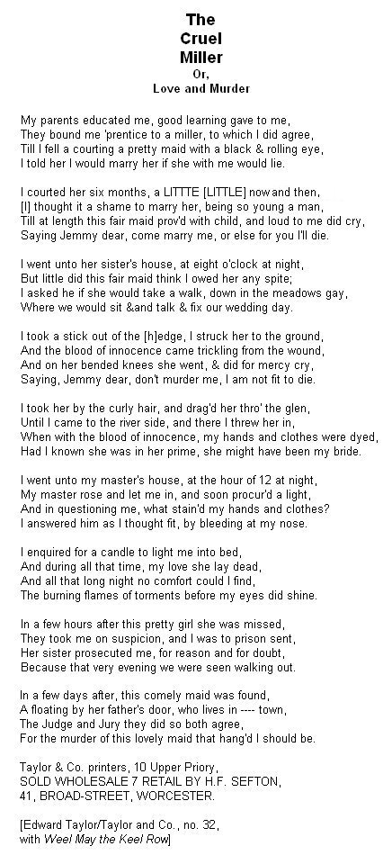 Text of The Cruel Miller: Edward Taylor, no.32