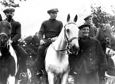 Jack Davies (centre) on horseback.