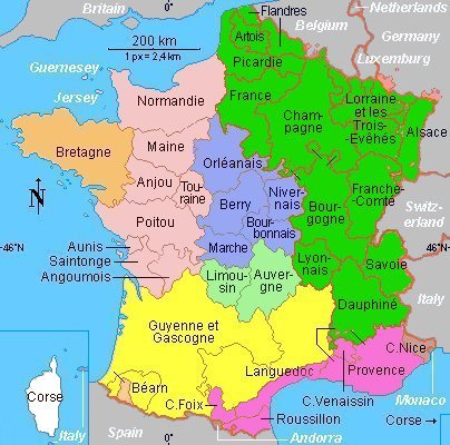 Map of French provinces