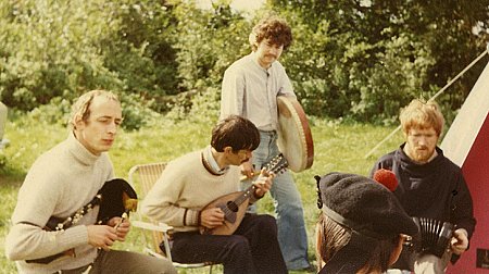 Harry (with der hair!) with friends at Fairlands Ale, Cheddar, Somerset, 1976.