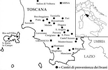 Map of the Maremma area.
