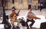 Nyckelharpa player busking in Aix-en-Provence