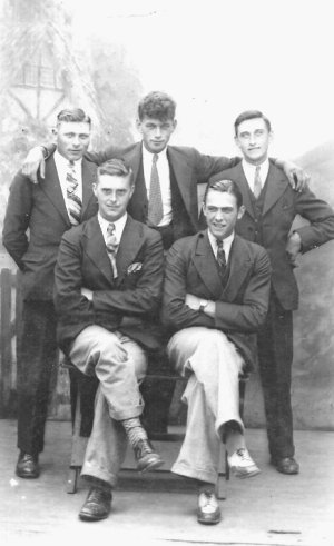 Bill, centre, with brother and friends, Blackpool, c.1930.