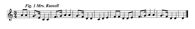 Staff notation of Mrs Marina Russell's tune.