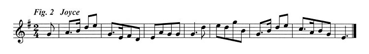 Staff notation of the tune published by P W Joyce.