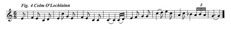 Staff notation of the tune published by Colm O'Lochlainn.