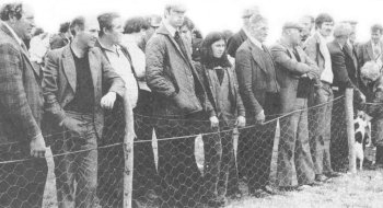 Spectators watching the judging at 1980 West Ulster Hound Show.
Patsy Flynn is second from left.