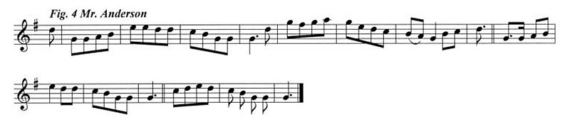 Staff notation of Mr Anderson's tune.