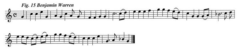 Staff notation of tBenjamin Warren's tune.