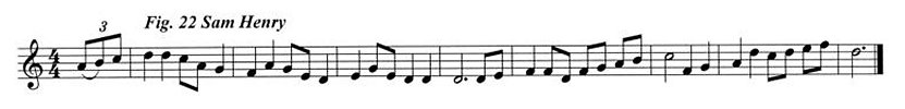Staff notation of the Sam Henry tune.
