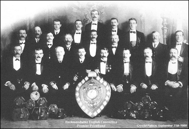 Heckmondwike English Concertina Premier Prize Band
Crystal Palace, Sept 25th 1909